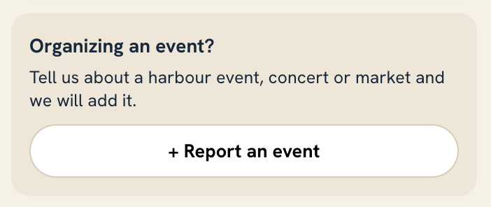 Luotsi app card: Organizing an event? – Report an event