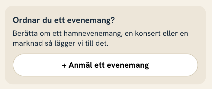 Luotsi-appens kort Ordnar du ett evenemang? – Anmäl ett evenemang